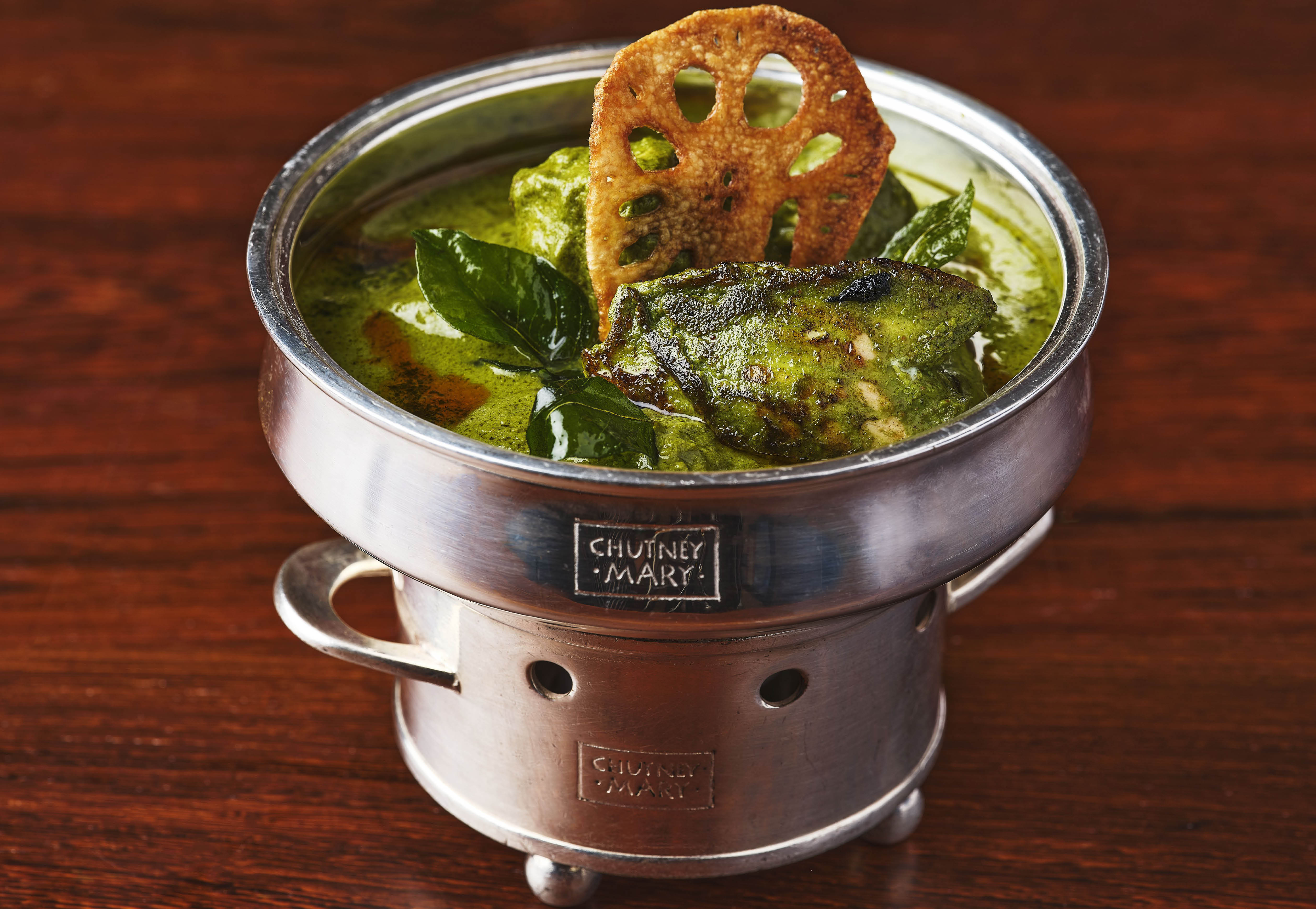 Green Goa Chicken Curry at Chutney Mary Restaurant