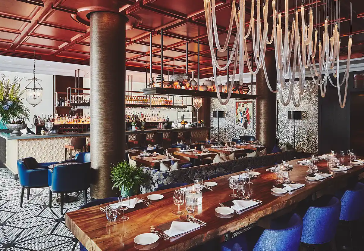 The Pukka Bar with a view from the communal long table