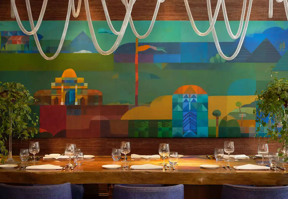 Pukka Bar interior view of communal table 